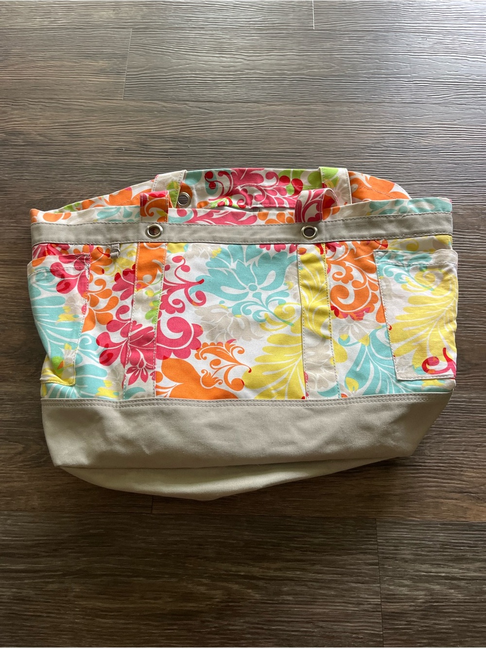Thirty One Canvas Floral Tote Bag in Multicolor